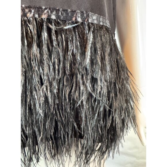 Romeo + Juliet Couture Black Feather Fringe V-Neck Tank Top L - Picture 2 of 16